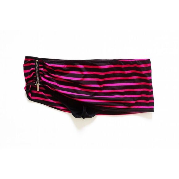 Michael Kors Other - Michael Kors Hot Pink & Black Striped Bikini Bottoms w/ Zipper Detail SZ L